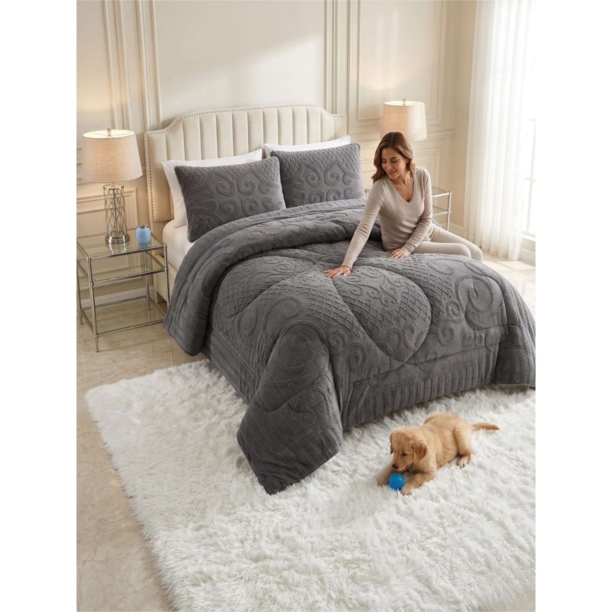 Todo Para El Hogar - Cubrecama Plumón Jacquard Premium 2 Plazas Invierno Térmico