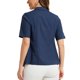 thumbnail image 3 of INSPIRE CHIC Blazer de algodón y lino de manga corta de verano para mujer, casual de negocios para oficina y uso casual L Azul oscuro, 3 of 6