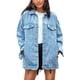 thumbnail image 1 of Chaqueta vaquera Omoone para mujer, extragrande, de longitud media, azul XL, 1 of 8