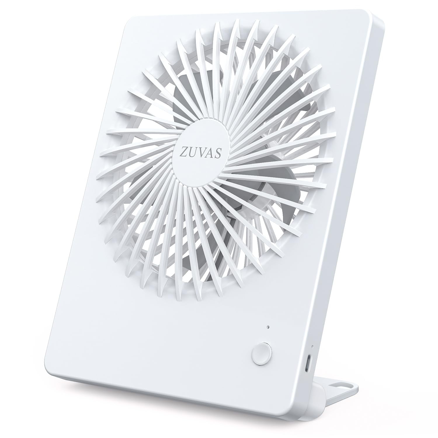 Ventilador De Escritorio Zuvas, Funciona Con Pilas, Recargable, 180°, Con Inclinación De 180°, Blanco