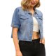 thumbnail image 4 of INSPIRE CHIC Chaqueta de Jean Recortada de Manga Corta con Cuello Abierto Casual de Denim para Mujeres Regreso a Clases M Azul Claro, 4 of 6