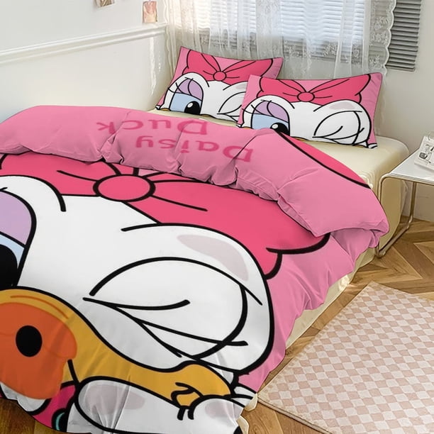Daisy Duck Print Bedding Set Pattern Duvet Cove Set 3 Pieces 1 Quilt Cover And 2 Pillowcases for Women Men Teens
