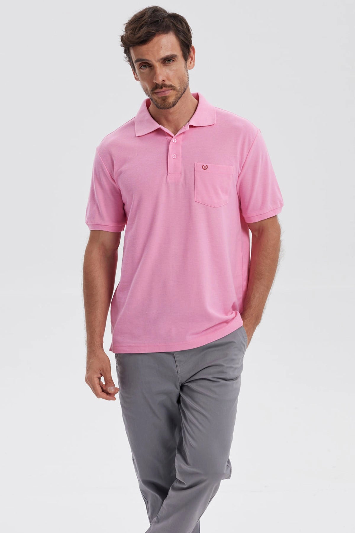 Fashionspark - Polera Hombre Piqué Básica Lisa Rosado - Lll