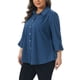 thumbnail image 4 of Agnes Orinda Camisas de Mujer Talla Grande para Escuela o Universidad con Botones, Cuello, Pliegues, Mangas 3/4, Blusas Sólidas de Negocios, Talla 4X Azul Oscuro, 4 of 6