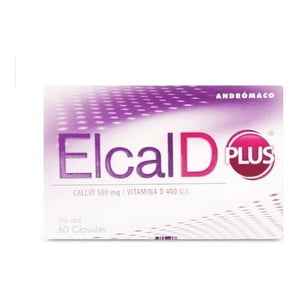 Andromaco - Elcal-D Plus Calcio 500 Mg Vitamina D 400 Ui, 60 Cápsulas.