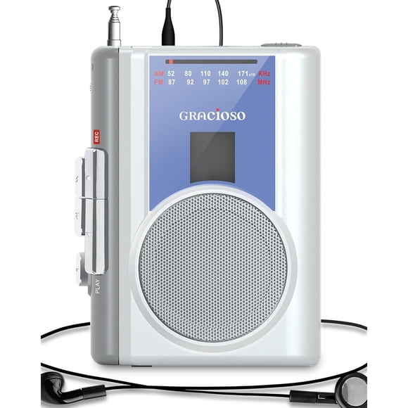 Gracioso Small Cassette Tape Player with AM FM Powered by DC