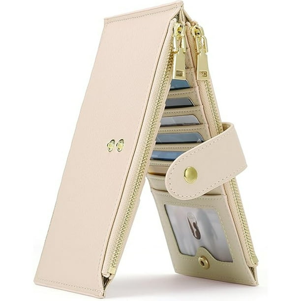 Billetera femenina con cerradura rfid, bolsillo con 2 cremalleras, diseño de múltiples tarjetas, selección de materiales de alta calidad