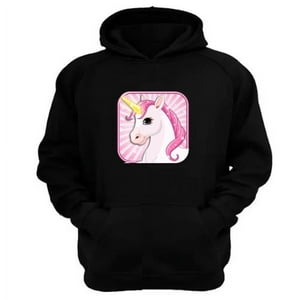 Genérico - Polerón Canguro Unicornio Negro Talla Xs Unisex