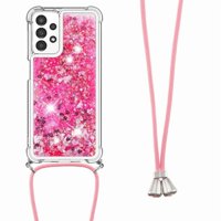 Funda Foxdock Para Samsung Galaxy A13 4G Con Cuerda Ajustable, Brillo Líquido, Protección Antigolpes Y Lente – Ideal Para Regalo