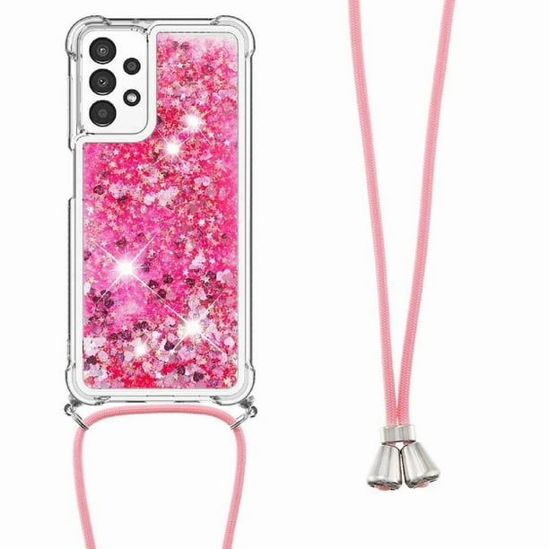 Funda FOXDOCK para Samsung Galaxy A13 4G con Cuerda Ajustable, Brillo Líquido, Protección Antigolpes y Lente – Ideal para Regalo
