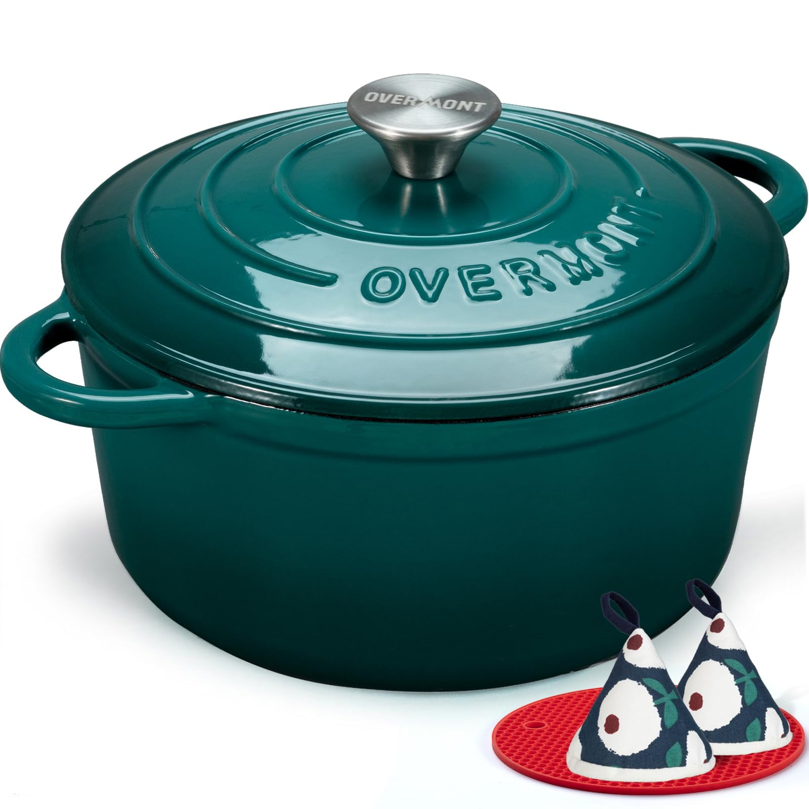 Libro De Cocina Dutch Oven Overmont De Hierro Fundido Esmaltado De 7 Cuartos De Galón Con Tapa