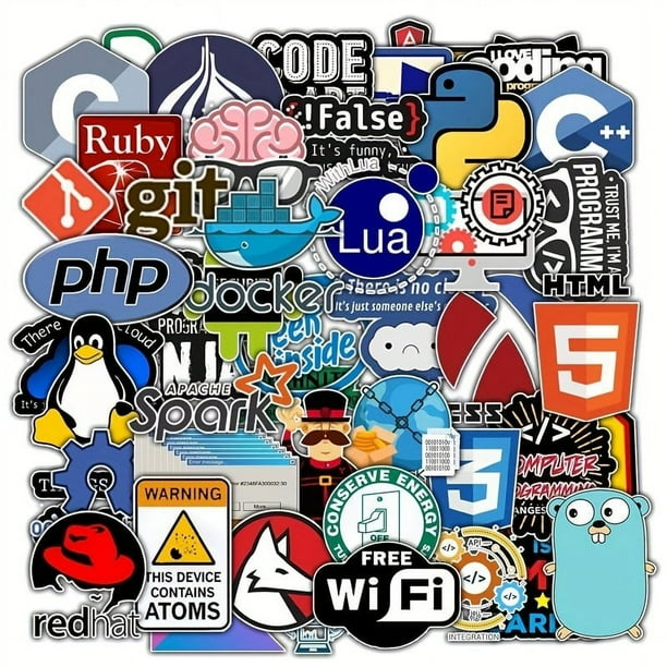 50pcs Geek-Approved Programming Stickers - Perfect for DIY Computers, Laptops, Phones, PS4s & Motorcycles!