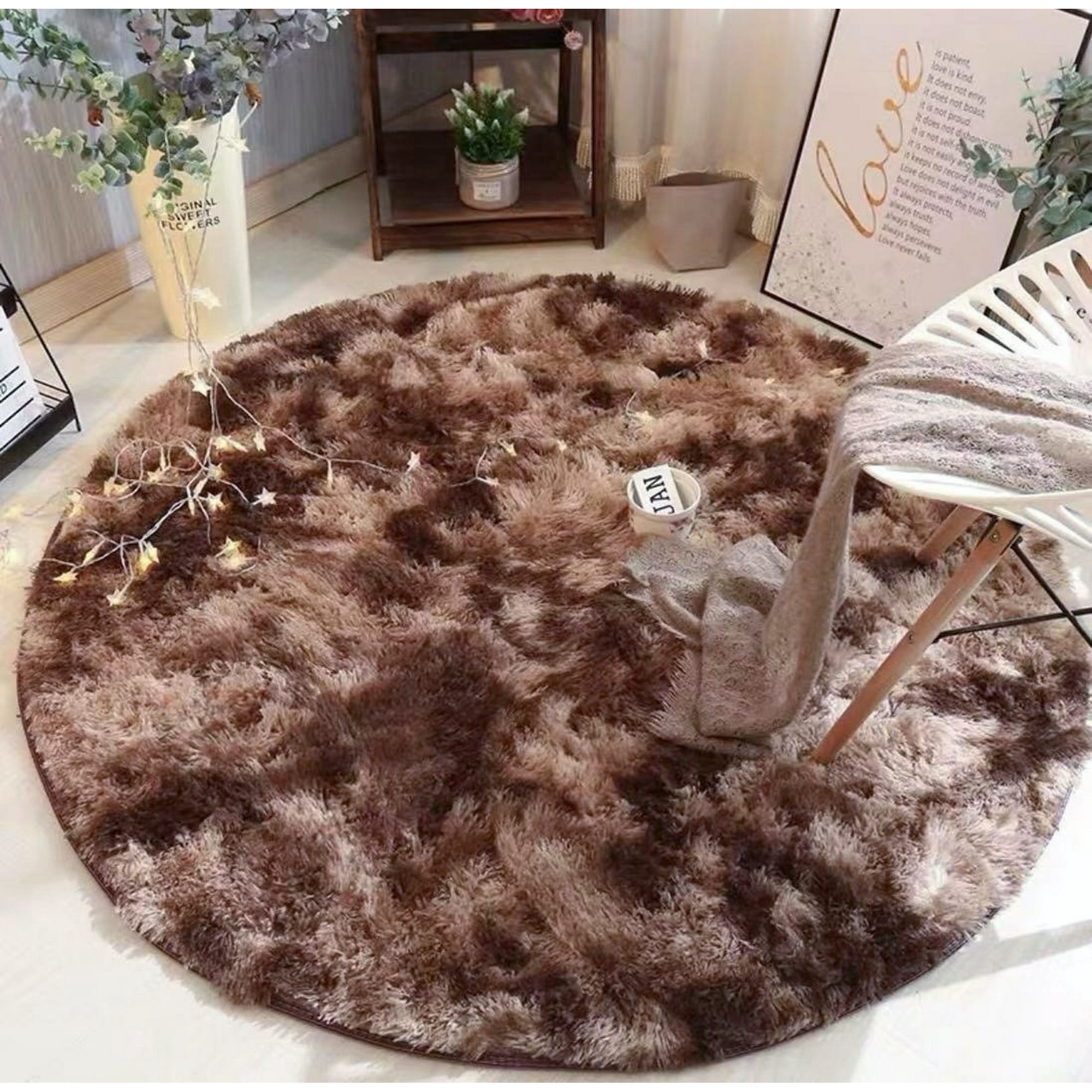 Bj Hogar - Alfombra Redonda 1 Metro Cafe Jaspeado