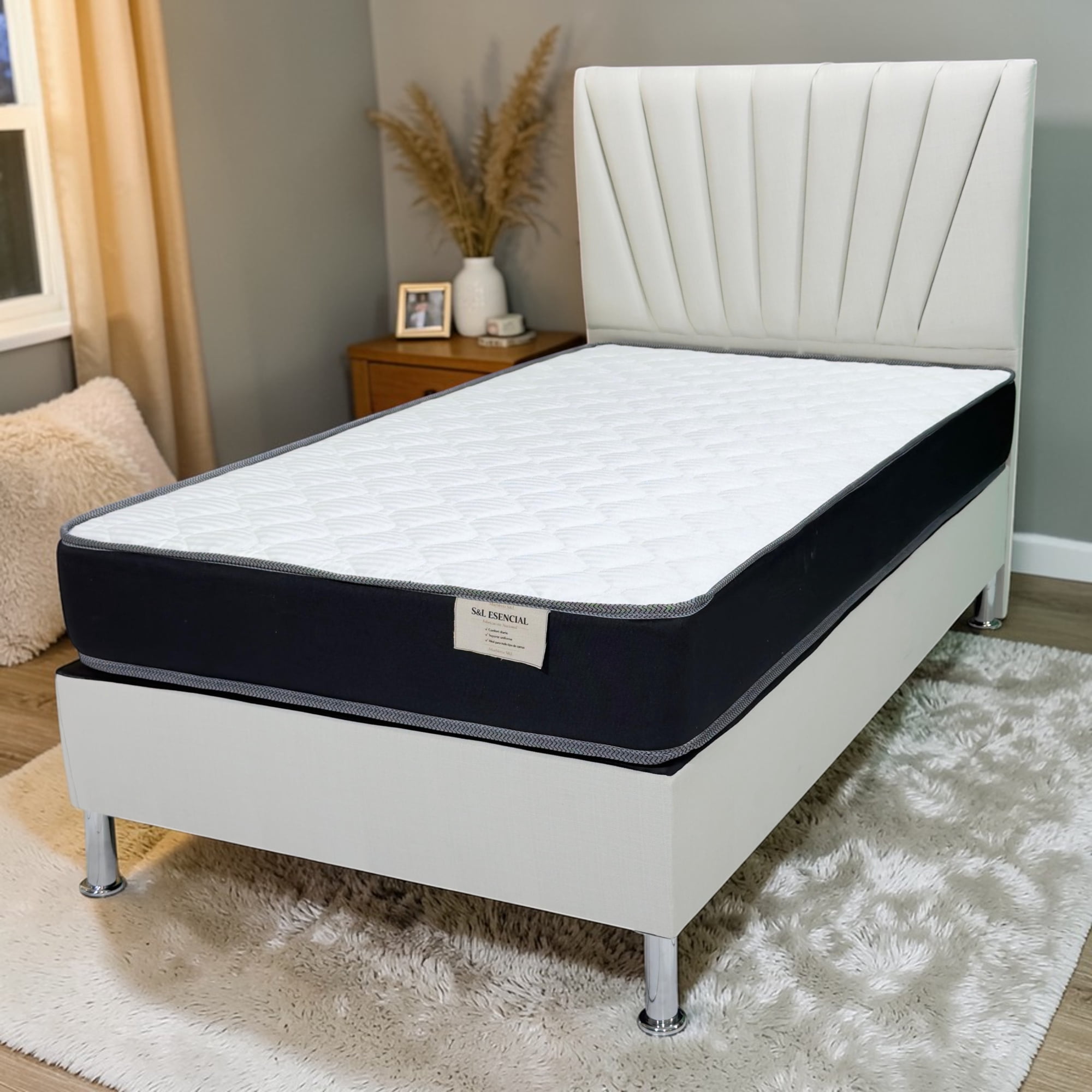 Muebles Syl - Cama Plaza Y Media Con Colchón De Resorte