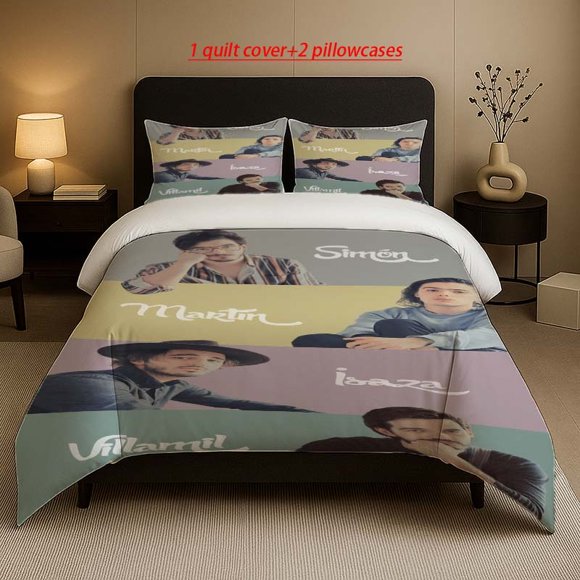 Music Group Morat Character Multicolor Portrait Art Poster Pattern Set Soft and Comfortable Bedding Set Suitable for All Seasons