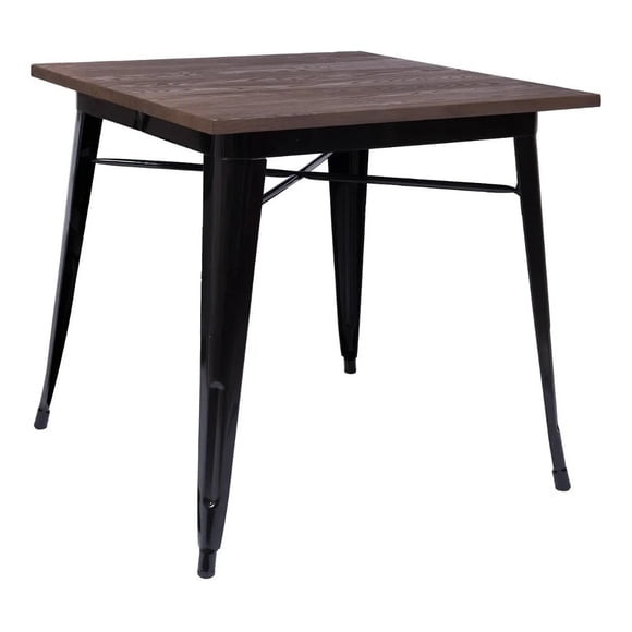 Mesa Tolix Comedor 80x80cm Base Madera- -Negra