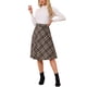 thumbnail image 2 of INSPIRE CHIC Faldas a Cuadros para Mujer de Regreso a Clases con Cinturón de Cintura Alta Línea A de Longitud Media Caqui XS, 2 of 6