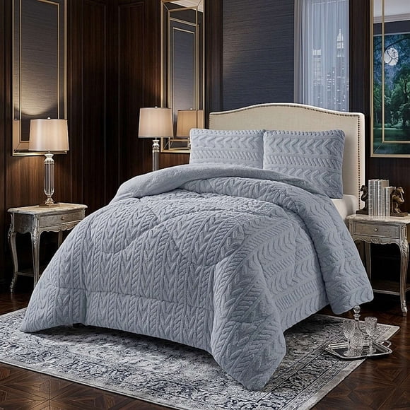 Cobertor Sherpa Texturizado Rm King Celeste