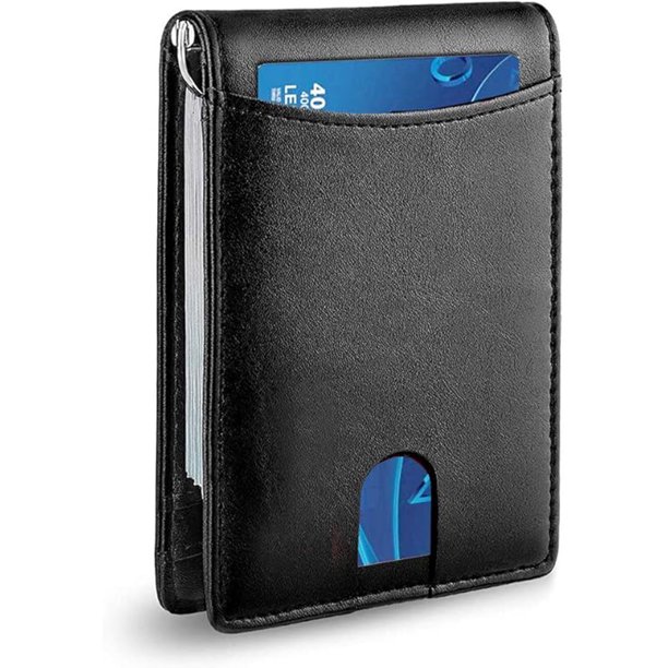 Billetera para hombres, bolso para hombres, diseño delgado, billetera minimalista y cerradura rfid, material de cuero preferido