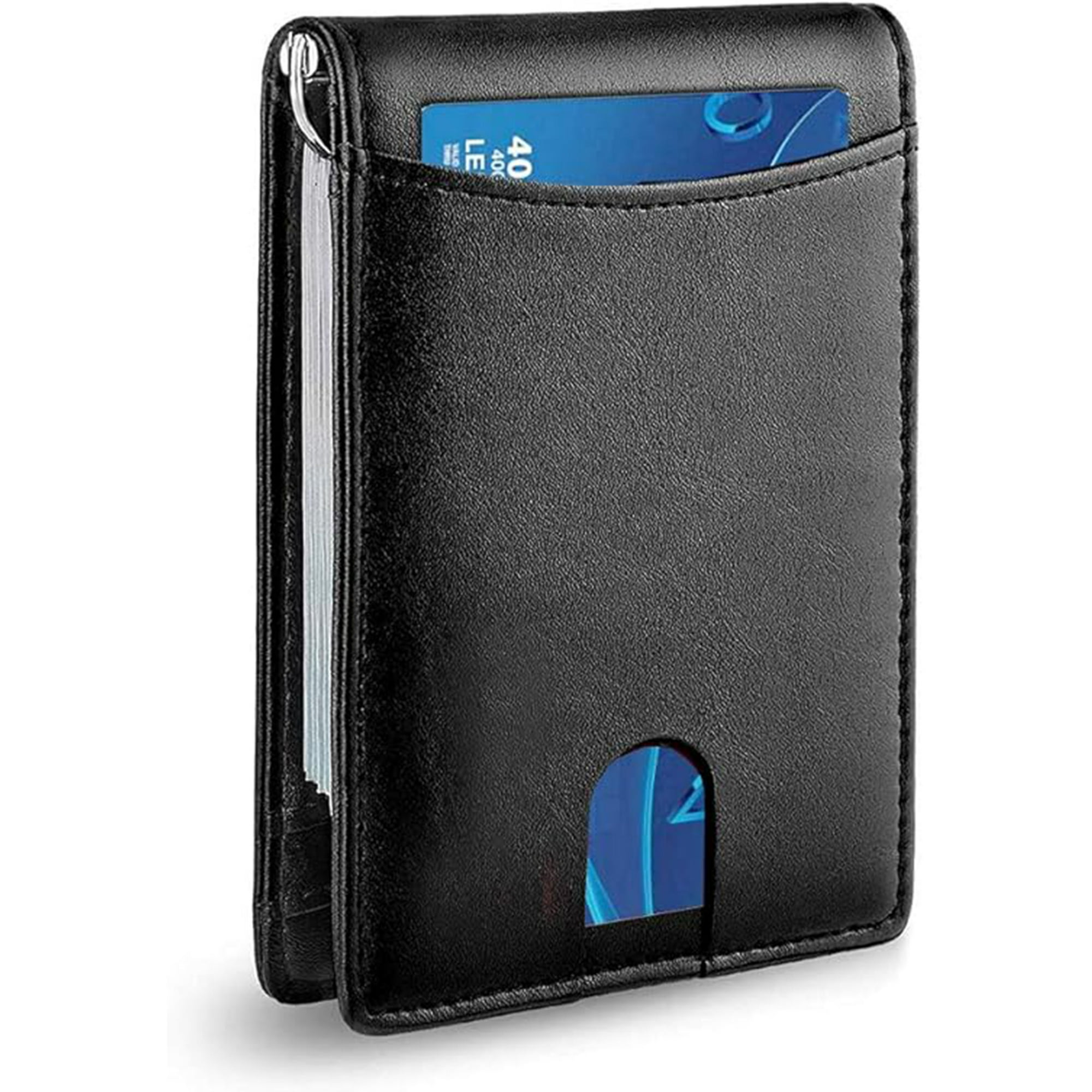 Veat00l - Billetera Para Hombres, Bolso Para Hombres, Diseño Delgado, Billetera Minimalista Y Cerradura Rfid, Material De Cuero Preferido