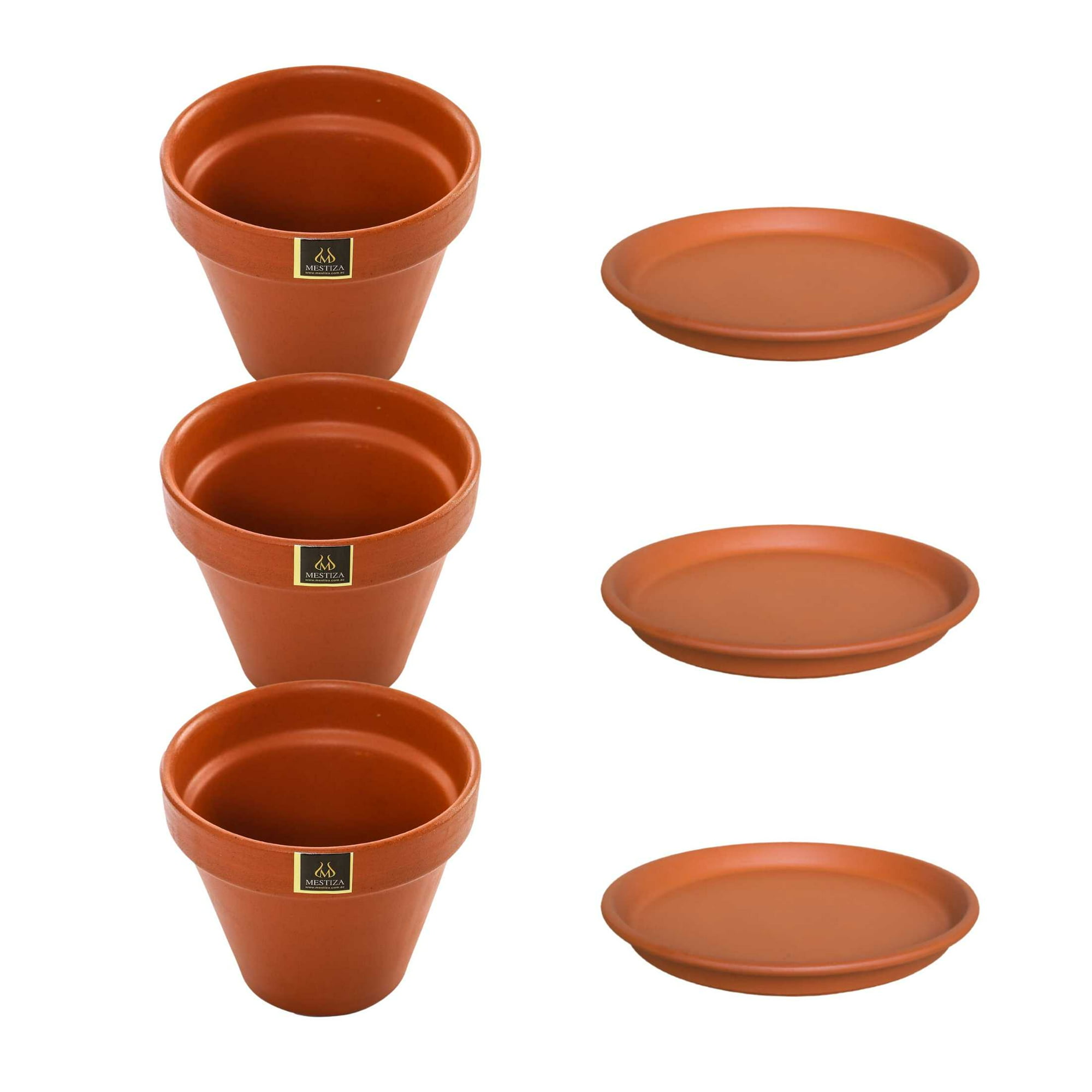 Pottery - Set De 3 Maceta Kony 11cm Terracota Y Sus Platos