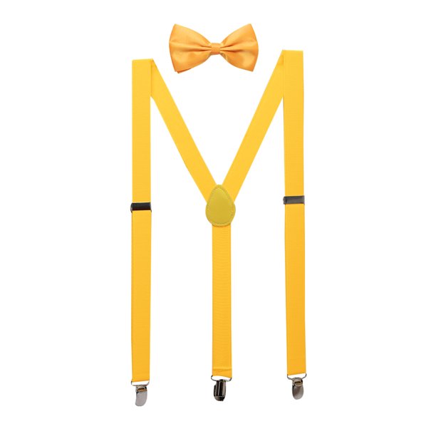 INSPIRE CHIC Conjunto de Tirantes Ajustables con Corbata de Moño Unisex en Forma de Y Amarillo para Altura Inferior a 5.3 pies
