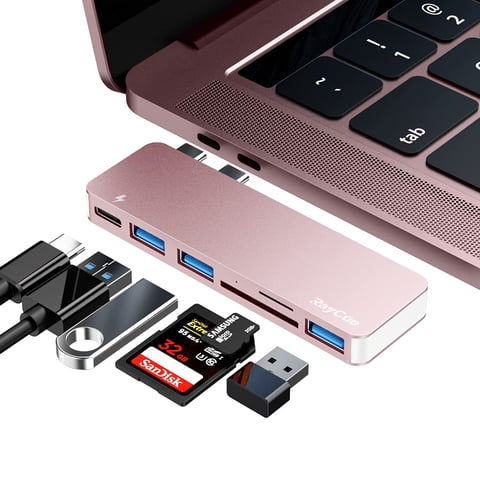 Adaptador Usb C Hub Raycue 6 En 1 Con 3 Macbook Pro/Air Usb 3.0