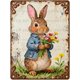 thumbnail image 1 of Letrero estaño metal conejo Pascua vintage conejo flor huevo primavera arte pared hogar granja cocina dormitorio 20x30cm, 1 of 6