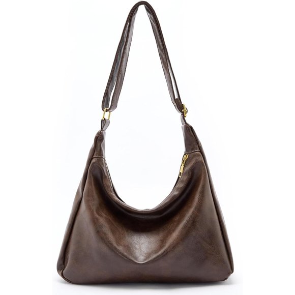 Slouchy Shoulder Bag for Women, Foldable Crossbody Hobo Purse