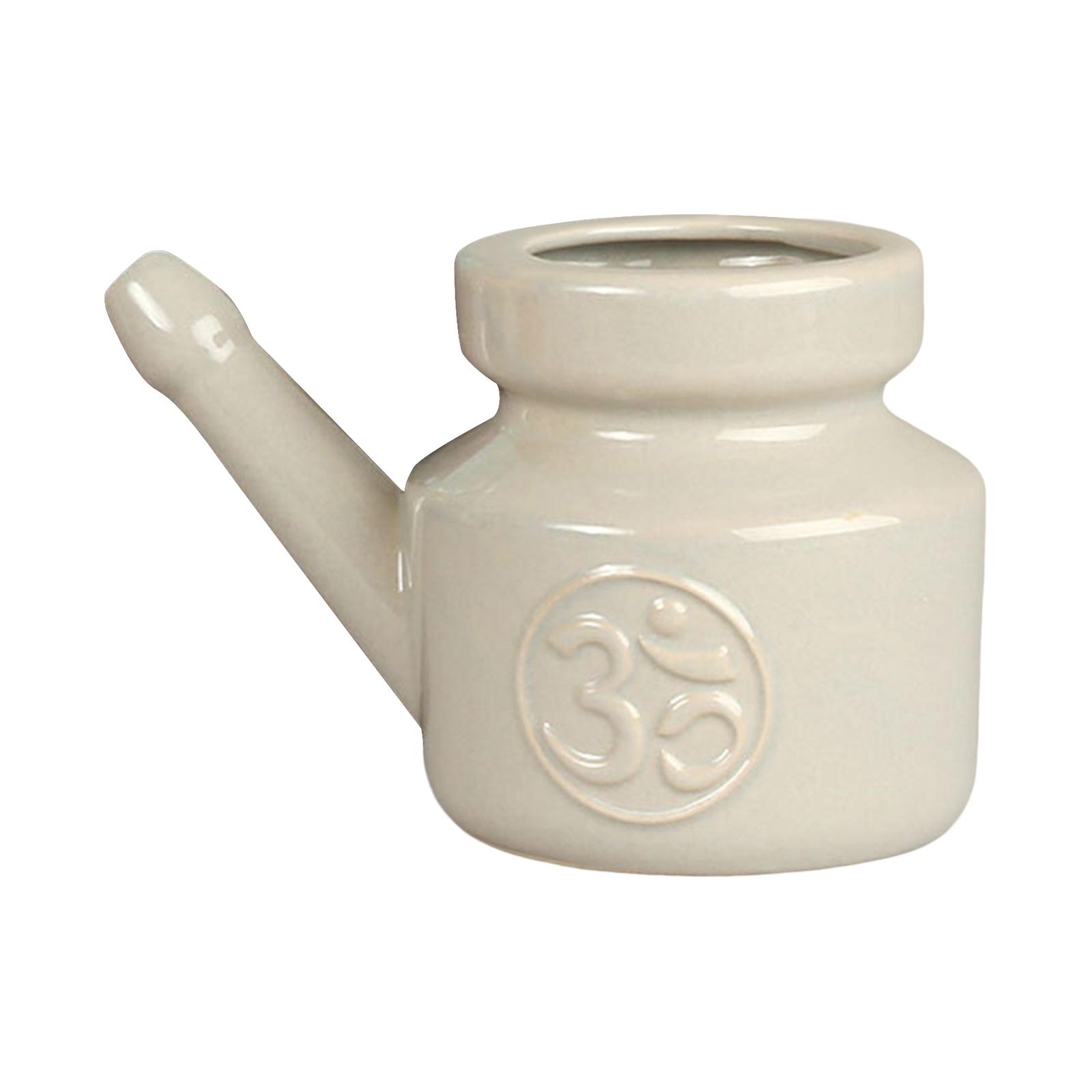 Ioensy - Olla Neti De Cerámica, A Prueba De Fugas, Para Enjuague Nasal, Duradera Para Limpieza Nasal, 350 Ml, Gris