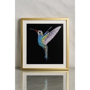 De - Cuadro Colibrí Con Marco Dorado Izq 60X60Cm