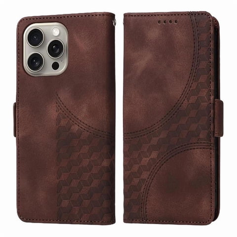 Carcasa Foxdock Iphone 15 Pro Max De Cuero Pu, Diseño Acolchado Clásico, Protección Contra Caídas Y Rayones