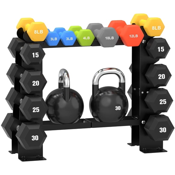 Estante para Mancuernas DERACY de 5 Niveles, Capacidad 450 lb, Negro