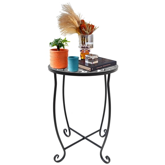 Mesa auxiliar de exterior Fashion&cool de metal, 38 cm, negra
