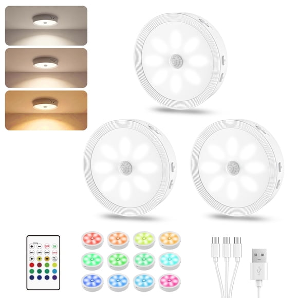Luces Puck Besttour 3 unidades con control remoto y sensor de movimiento