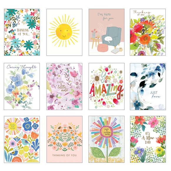 Paquete de 12 tarjetas de felicitación "Pensando en ti" de Gina B Designs