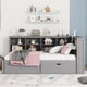 thumbnail image 2 of Wooden Full Size DayBed with 2 Drawers, DayBed with Storage Shelf and USB Charging Ports,Grey, 2 of 3
