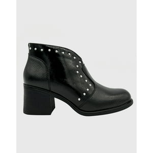 Danicolle Calzado - Botin Para Mujer Con Taco Medio Charol Negro