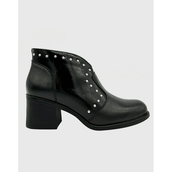Botin para mujer con taco medio charol Negro