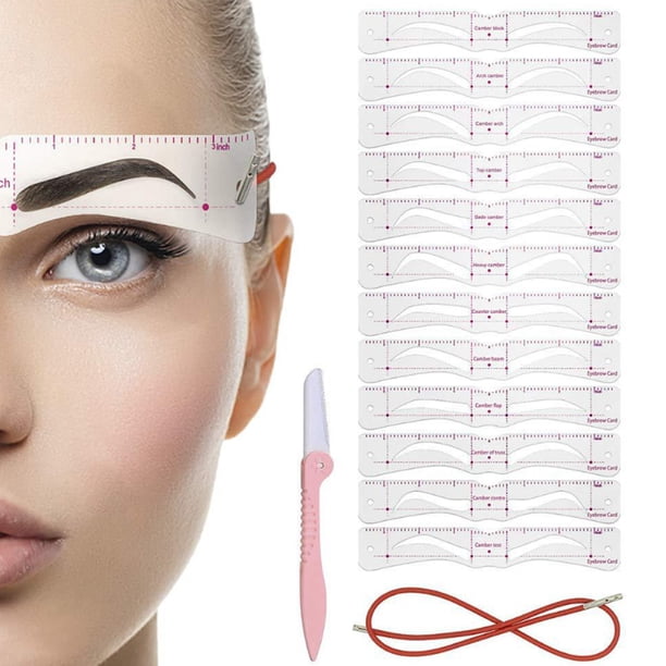 Plantilla para cejas, kit de 24 moldeadores de cejas, reutilizable con correa, maquillaje en 3 minutos, ideal para principiantes.