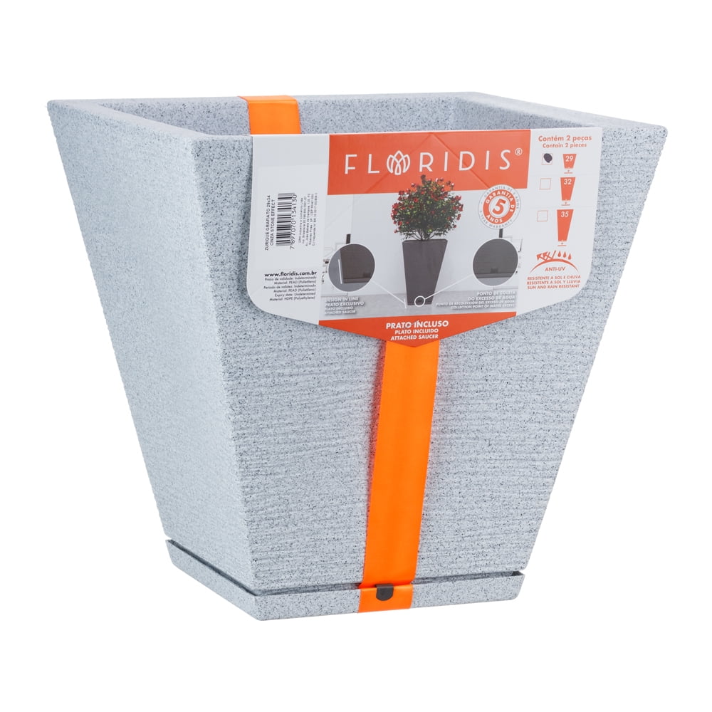 Floridis - Macetero Gris Claro Zurique 34cm Alto Con Plato