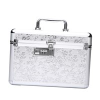 Magideal - Bolsa De Maquillaje Portátil Con Espejo, Caja Organizadora De Maquillaje Con Bandeja, Caja De Almacenamiento De Cosméticos Impermeable Para Mujer, Acc M Argenta