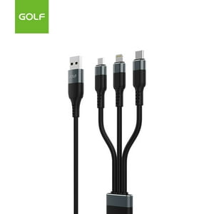 Golf - Cable Multifuncional 6 En 1 Celular 1.2M (Usb-A/Usb-Cc)+Microusb/Lightning+Usb-C Gc-94 Negro