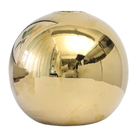 Bothyi - Decoración De Florero De Plantas De Bola De Cerámica Galvanizada Dorada M 11X10.5Cm