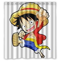 Pinghai - Cortina De Ducha Luffy Con Ganchos (167 X 183 Cm)