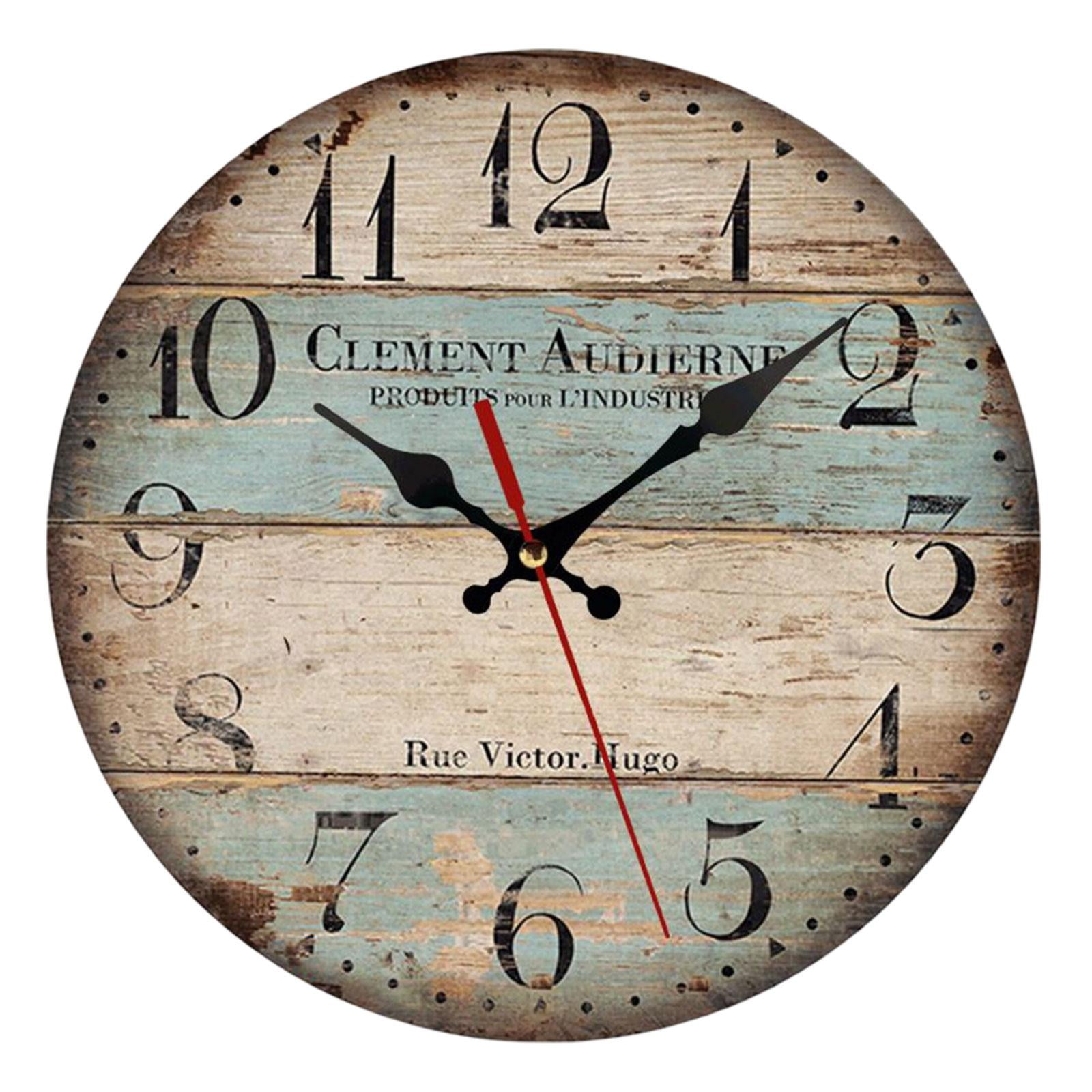 Bothyi - Reloj De Pared De Madera, Relojes De Cuarzo Decorativos De 12 Pulgadas Para Dormitorio, Sala De Estar, Hogar A