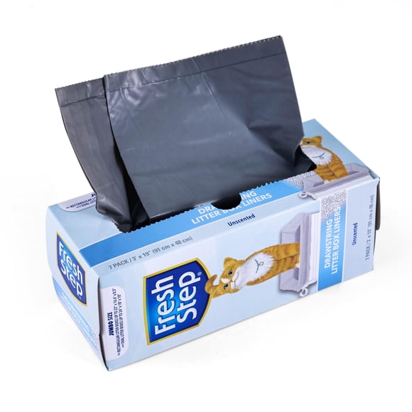 Fresh Step - Bolsas con cordón para caja de arena de gato, sin perfume, 91 cm × 48 cm, 7 unidades