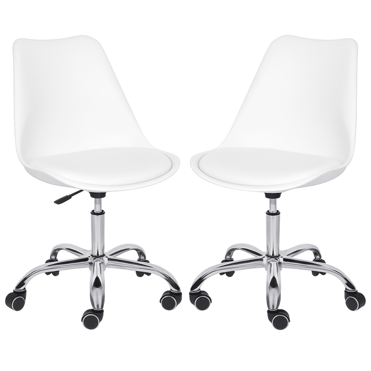Moboi - Pack 2 Sillas De Escritorio Tulip Eames Acolchada Giratoria Blanca