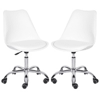 Moboi - Pack 2 Sillas De Escritorio Tulip Eames Acolchada Giratoria Blanca