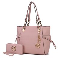 Bolso Tote Mkf Collection - Yale Para Mujeres Con Billetera De Muñeca, Set De 2 Piezas, De Cuero Vegano, Espacioso Y Elegante - Rosa Pálido